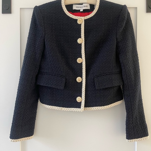 Veronica Beard Mabel Tweed Jacket Navy , Size 2 - Picture 6 of 15